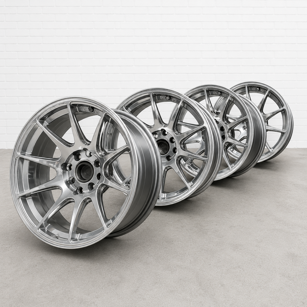 Silver polished refurbished alloy wheels