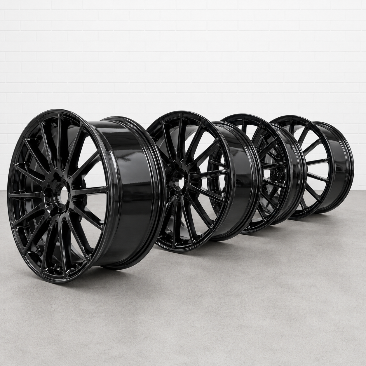 Gloss black powder coated alloy wheels